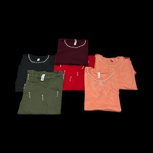 Set of 5 Embellished T-Shirts